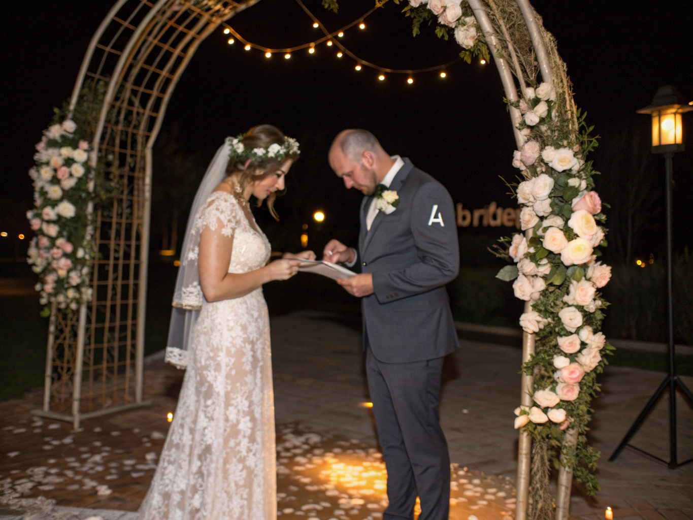 Romantic wedding ceremony moment